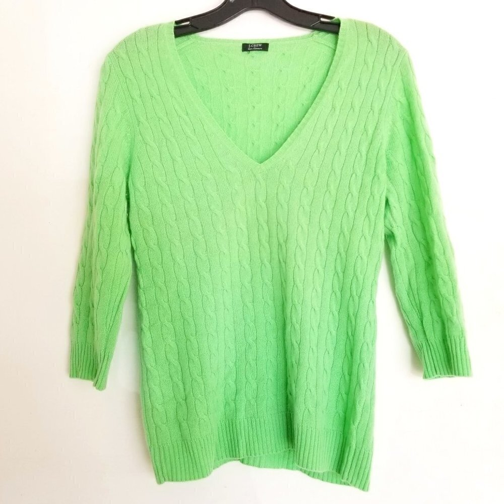 J. Crew 100% Cashmere Fisherman Cable Knit Sweater